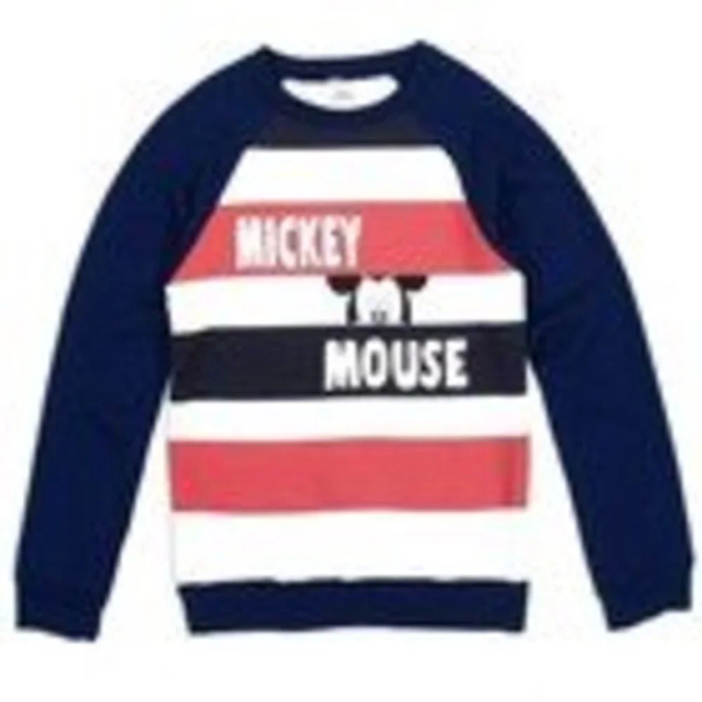 Disney Mickey Mouse Toddler Sweatshirt 2T 4T Red White Blue Striped Kids Pullove - Picture 1 of 1